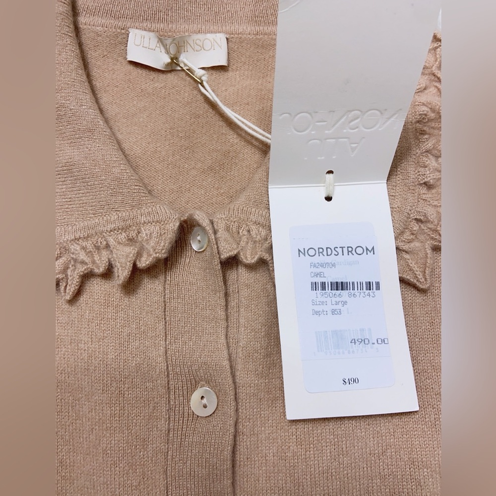 NWT $490 Ulla Johnson Kalila Frill Collar Cashmere Cardigan - Picture 6 of 6